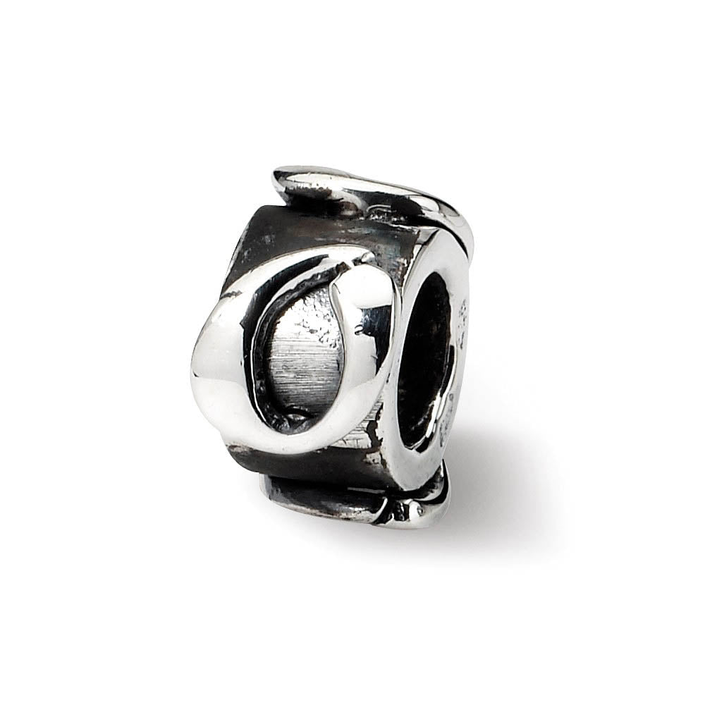 Sterling Silver Letter Q, Alphabet Bead Charm, Item B9763 by The Black Bow Jewelry Co.