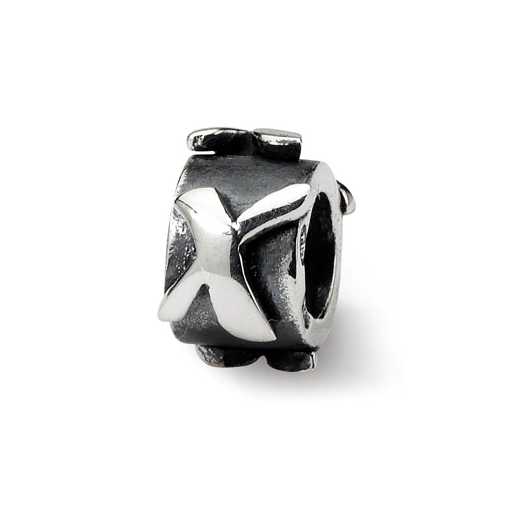 Sterling Silver Letter X, Alphabet Bead Charm, Item B9770 by The Black Bow Jewelry Co.