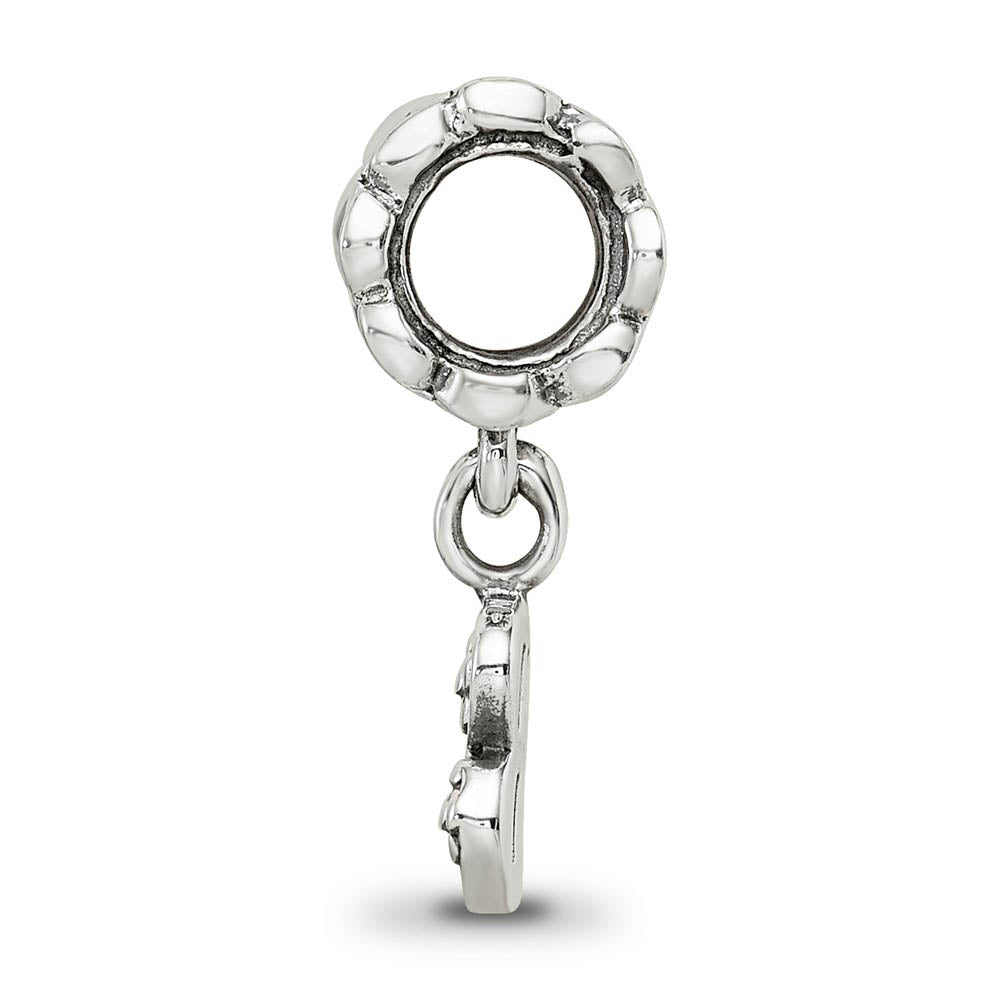 Alternate view of the Sterling Silver Letter B, Dangle Bead Charm by The Black Bow Jewelry Co.