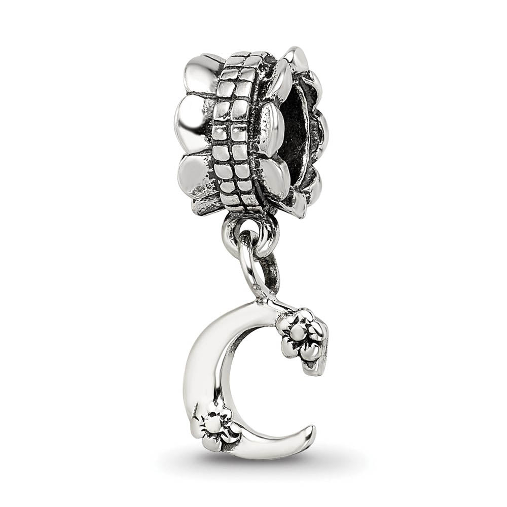 Sterling Silver Letter C, Dangle Bead Charm, Item B9785 by The Black Bow Jewelry Co.