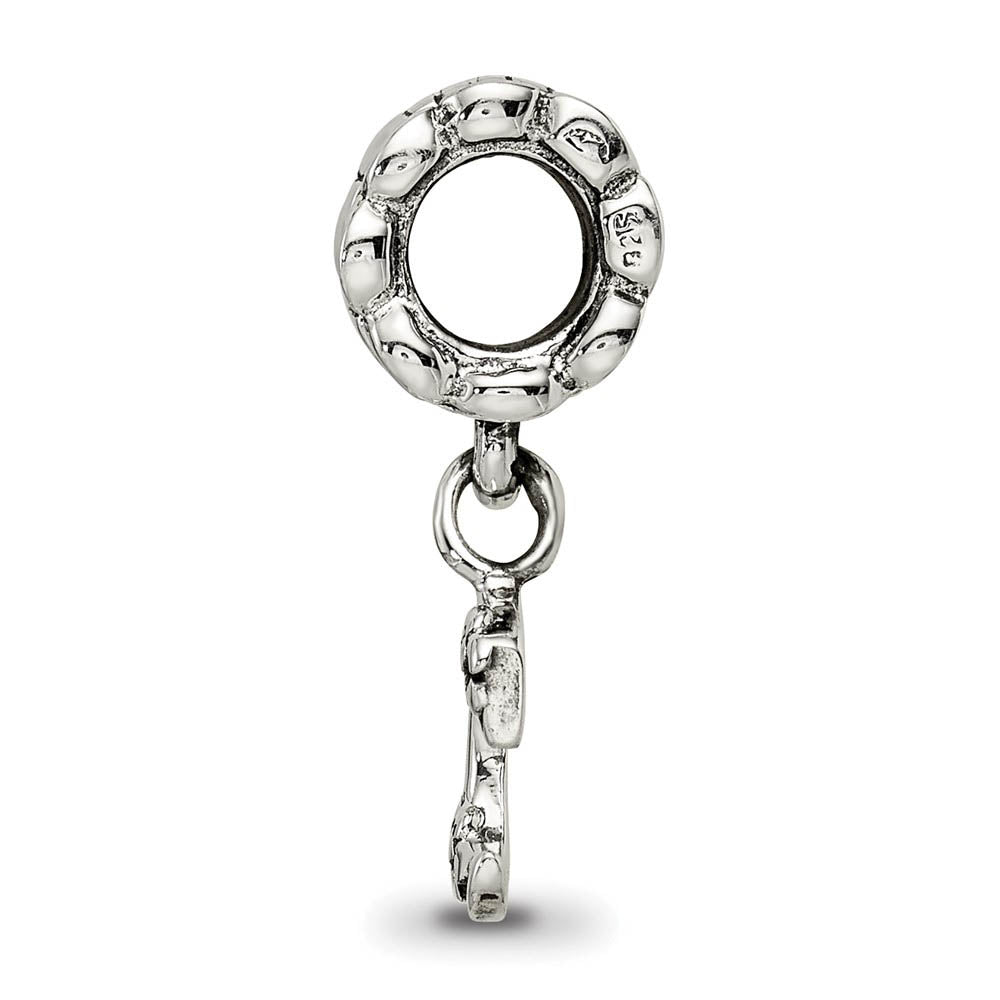 Alternate view of the Sterling Silver Letter C, Dangle Bead Charm by The Black Bow Jewelry Co.