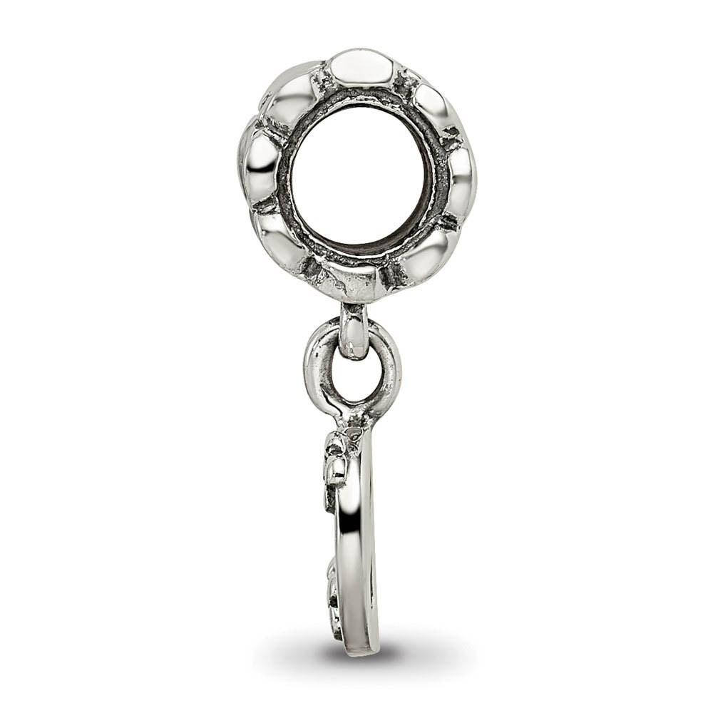 Alternate view of the Sterling Silver Letter D, Dangle Bead Charm by The Black Bow Jewelry Co.