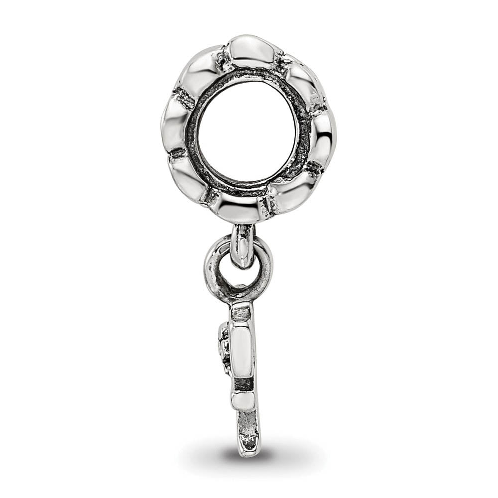 Alternate view of the Sterling Silver Letter F, Dangle Bead Charm by The Black Bow Jewelry Co.