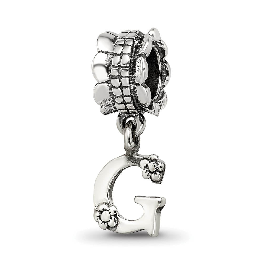 Sterling Silver Letter G, Dangle Bead Charm, Item B9789 by The Black Bow Jewelry Co.