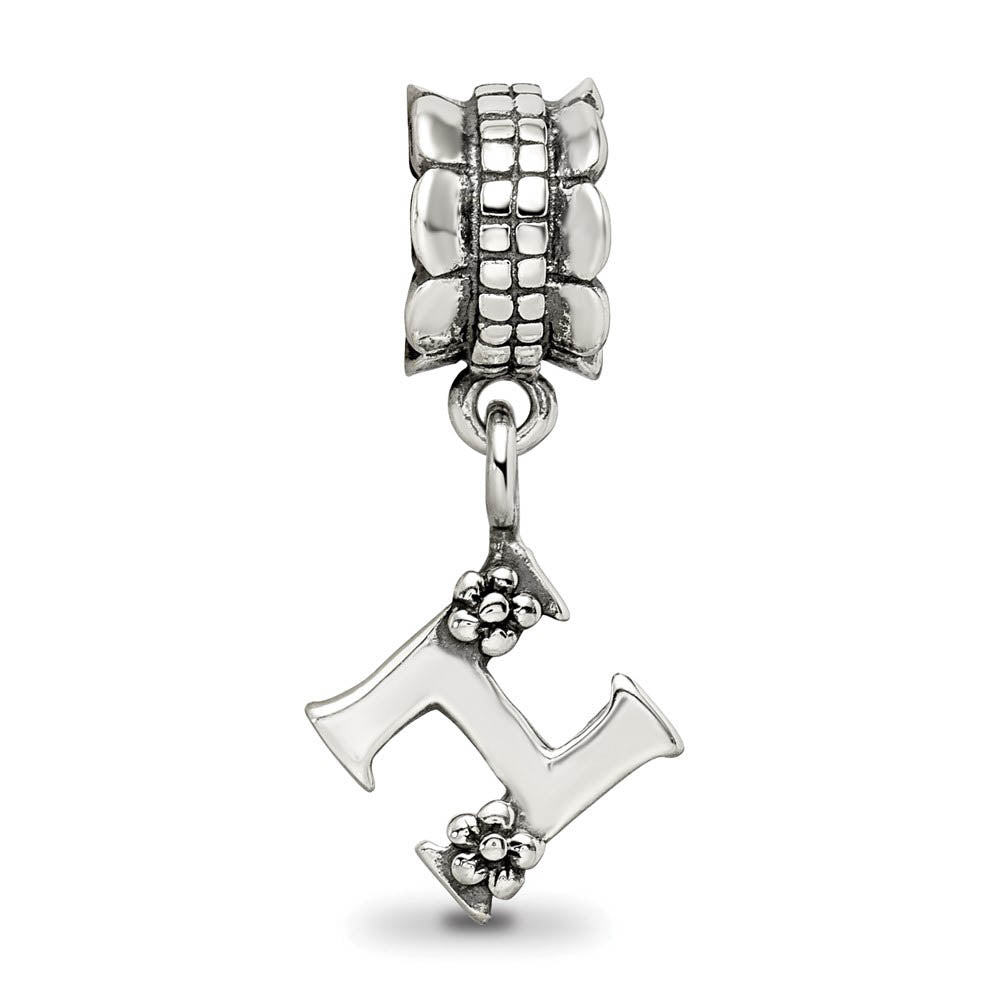 Alternate view of the Sterling Silver Letter H, Dangle Bead Charm by The Black Bow Jewelry Co.