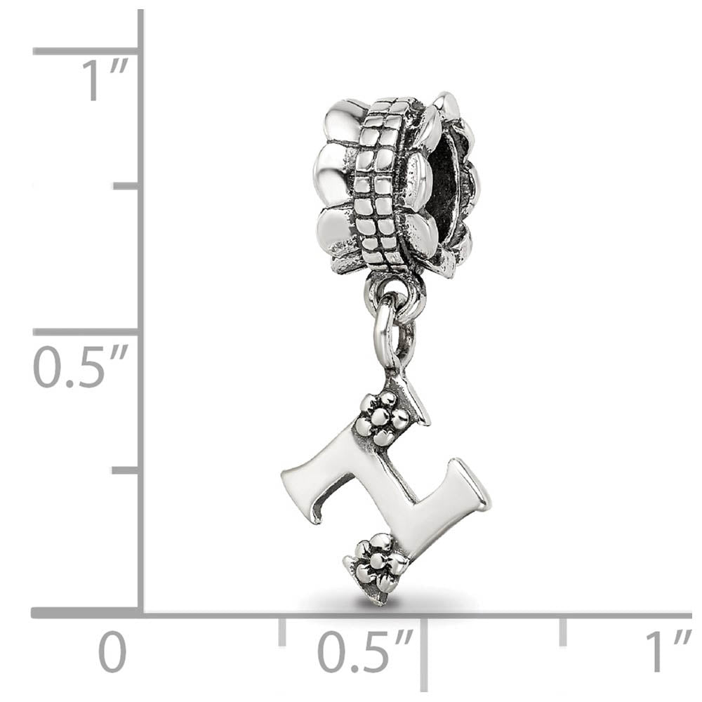Alternate view of the Sterling Silver Letter H, Dangle Bead Charm by The Black Bow Jewelry Co.