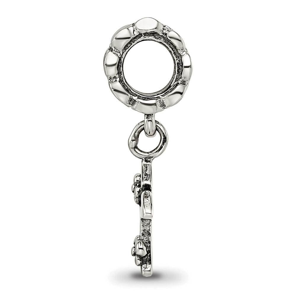 Alternate view of the Sterling Silver Letter K, Dangle Bead Charm by The Black Bow Jewelry Co.