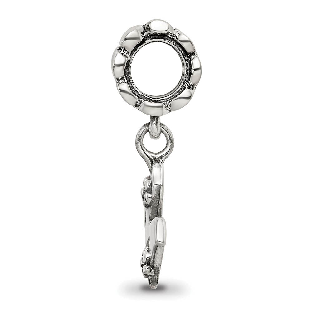 Alternate view of the Sterling Silver Letter M, Dangle Bead Charm by The Black Bow Jewelry Co.