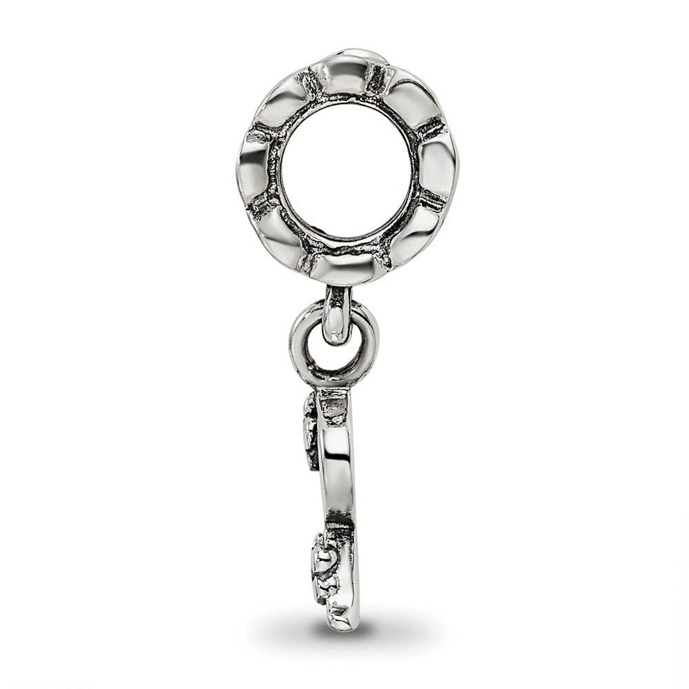 Alternate view of the Sterling Silver Letter R, Dangle Bead Charm by The Black Bow Jewelry Co.