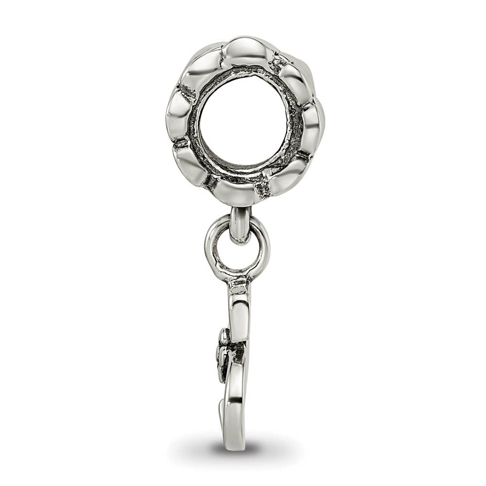 Alternate view of the Sterling Silver Letter S, Dangle Bead Charm by The Black Bow Jewelry Co.