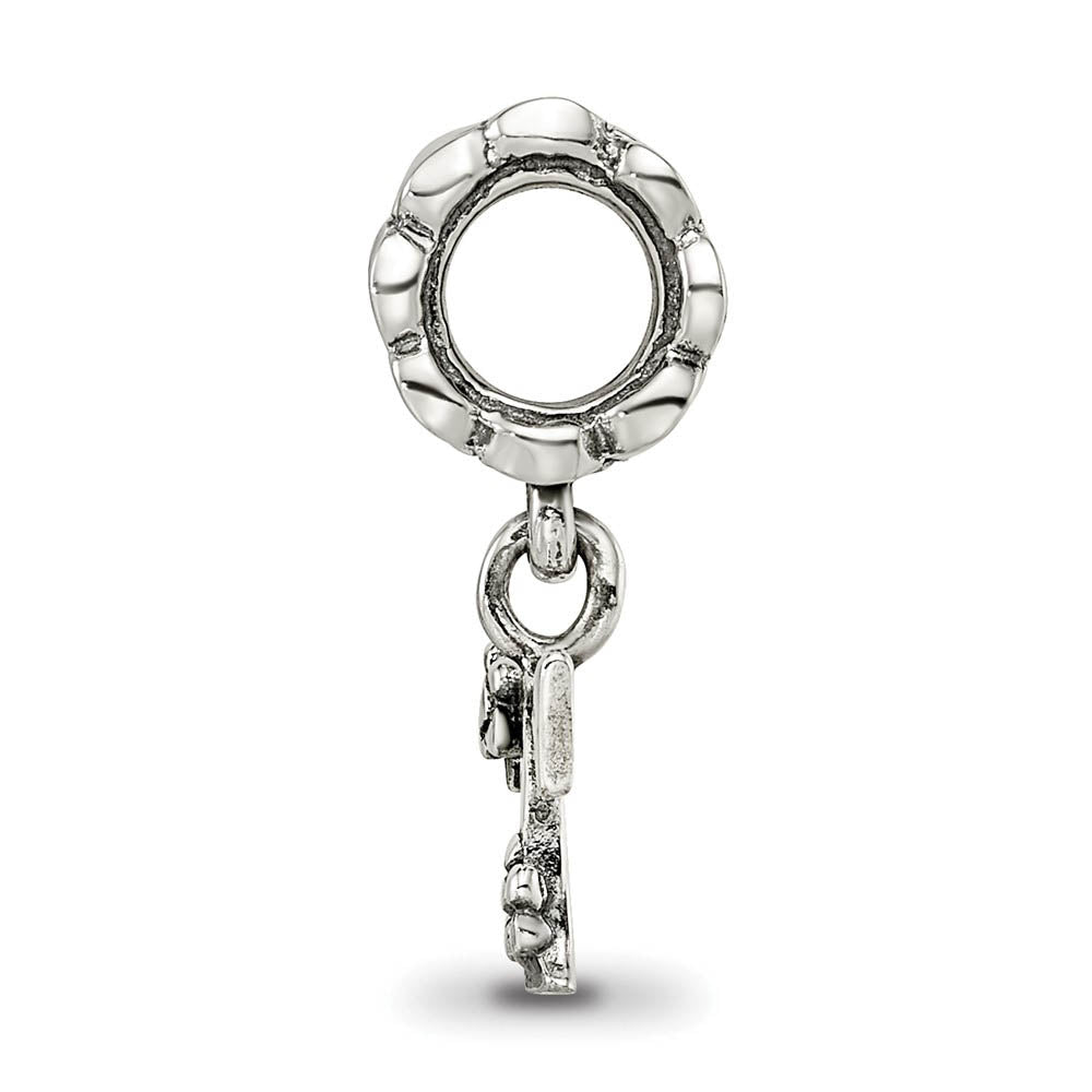 Alternate view of the Sterling Silver Letter T, Dangle Bead Charm by The Black Bow Jewelry Co.