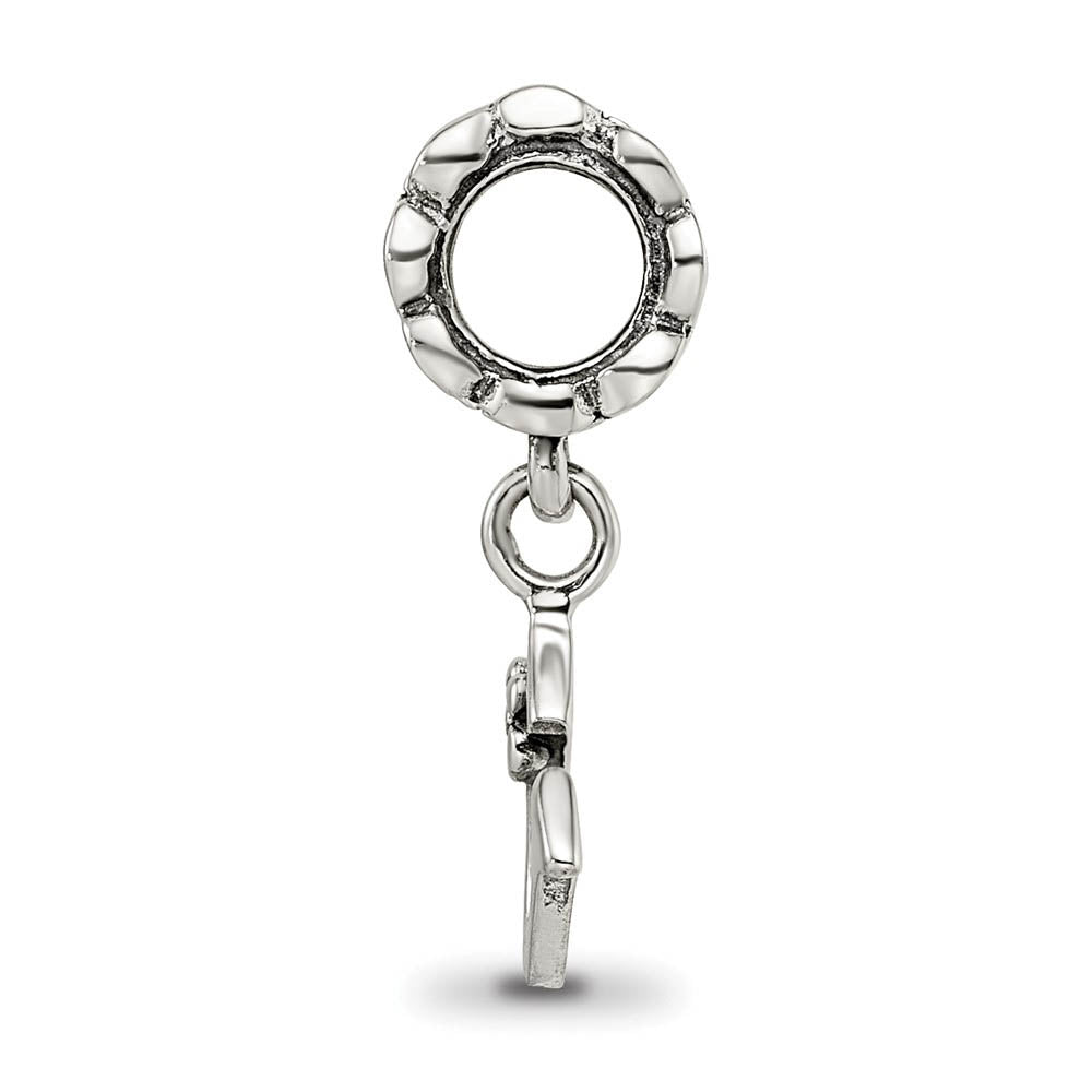 Alternate view of the Sterling Silver Letter U, Dangle Bead Charm by The Black Bow Jewelry Co.