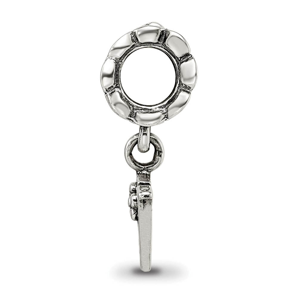 Alternate view of the Sterling Silver Letter V, Dangle Bead Charm by The Black Bow Jewelry Co.