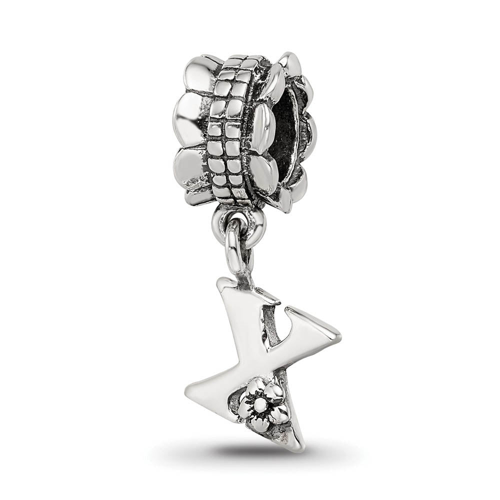 Sterling Silver Letter X, Dangle Bead Charm, Item B9806 by The Black Bow Jewelry Co.