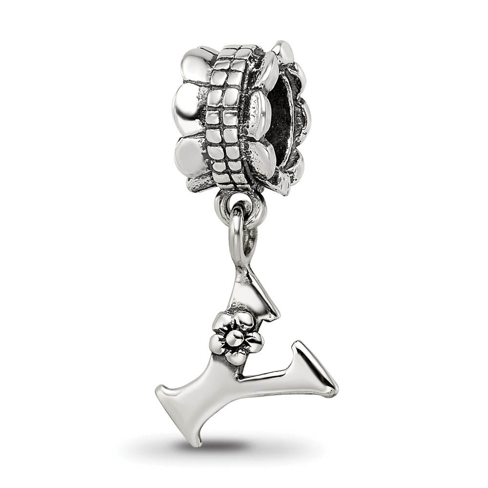 Sterling Silver Letter Y, Dangle Bead Charm, Item B9807 by The Black Bow Jewelry Co.