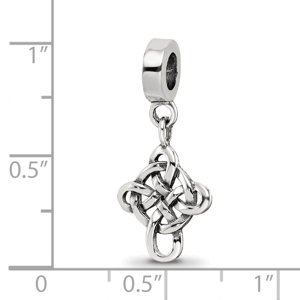 Alternate view of the Sterling Silver Celtic Cross Dangle Bead Charm by The Black Bow Jewelry Co.