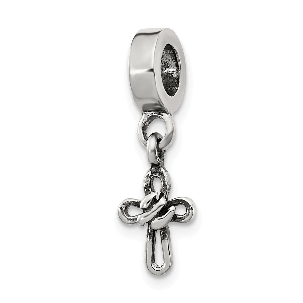 Sterling Silver Dangling Cross Dangle Bead Charm, Item B9810 by The Black Bow Jewelry Co.