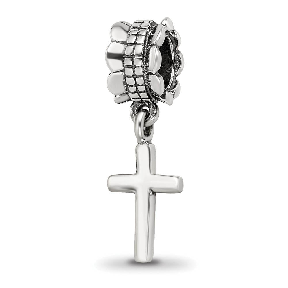 Sterling Silver Latin Cross, Dangle Bead Charm, Item B9812 by The Black Bow Jewelry Co.