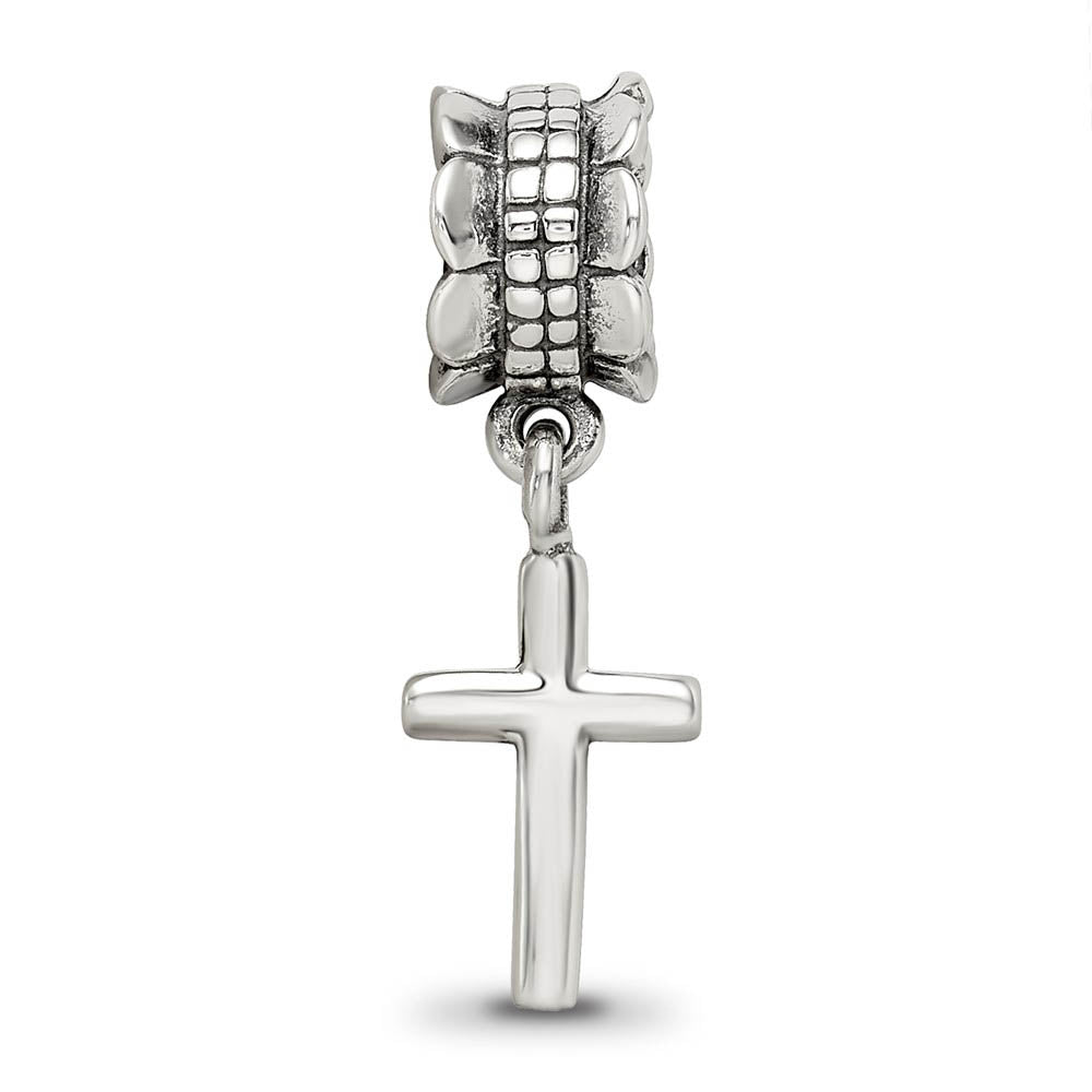 Alternate view of the Sterling Silver Latin Cross, Dangle Bead Charm by The Black Bow Jewelry Co.