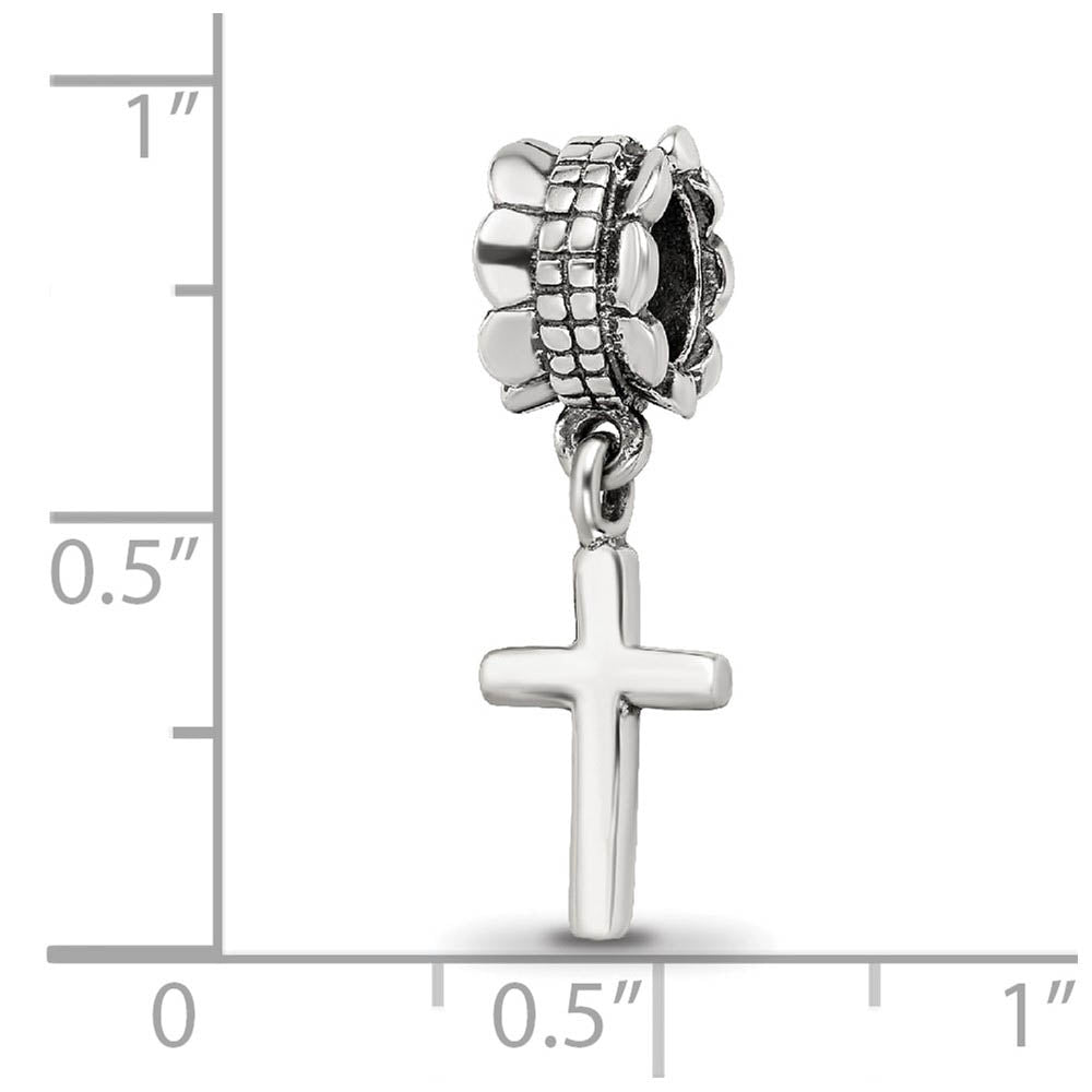 Alternate view of the Sterling Silver Latin Cross, Dangle Bead Charm by The Black Bow Jewelry Co.