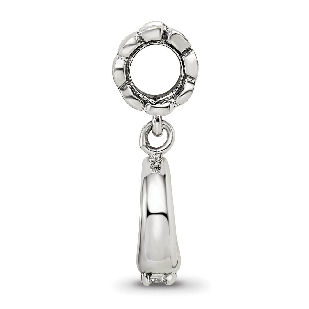 Alternate view of the Sterling Silver and CZ Dangling Ring Bead Charm by The Black Bow Jewelry Co.