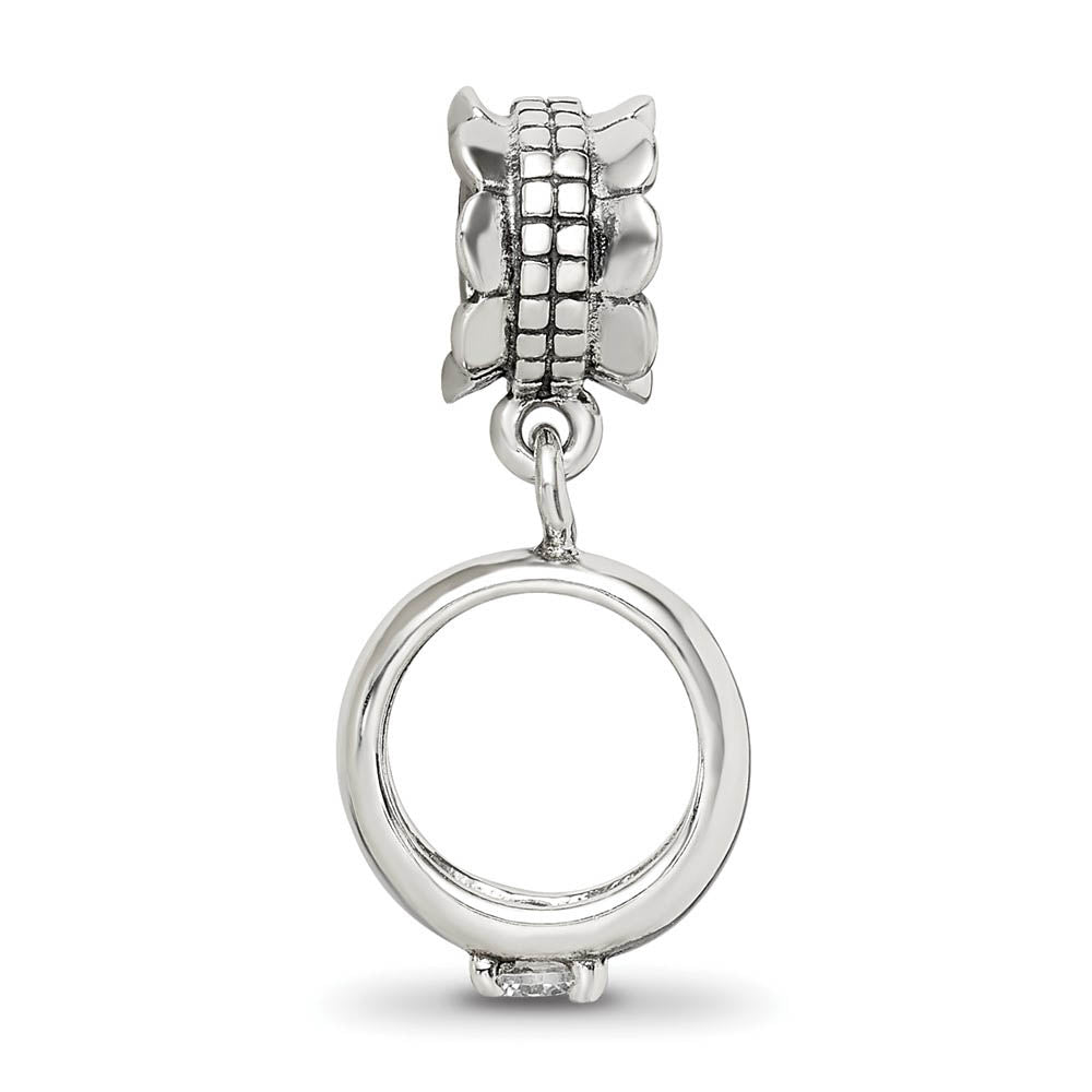 Alternate view of the Sterling Silver and CZ Dangling Ring Bead Charm by The Black Bow Jewelry Co.