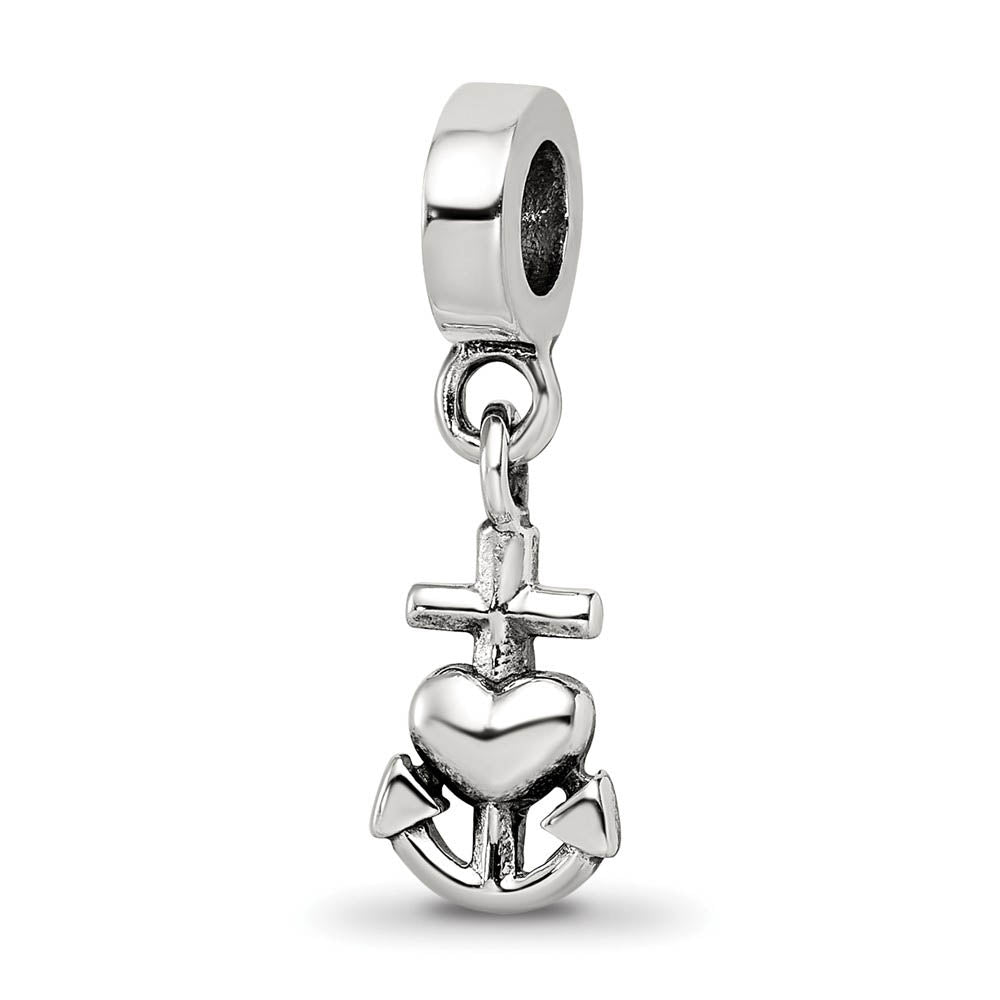 Sterling Silver Faith, Hope and Charity Dangle Bead Charm, Item B9817 by The Black Bow Jewelry Co.