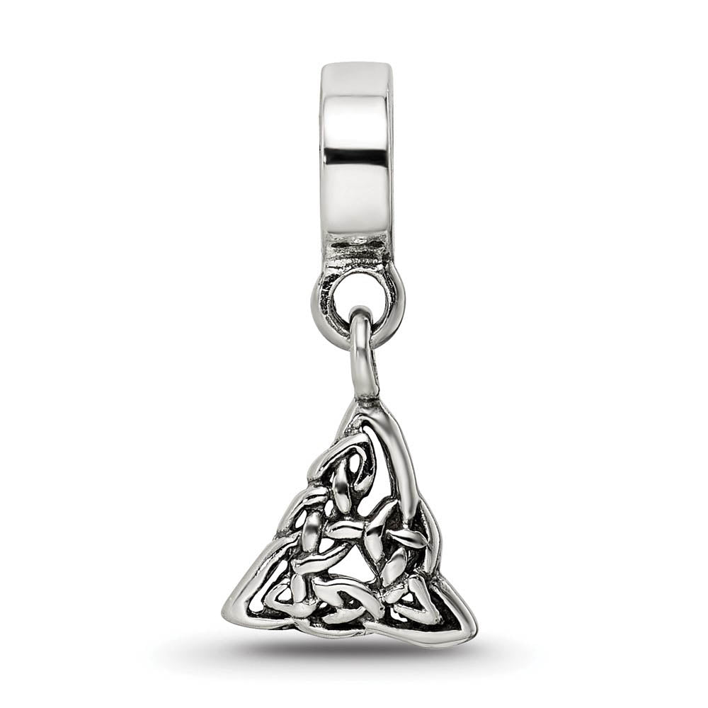 Alternate view of the Sterling Silver Celtic Trinity Dangle Bead Charm by The Black Bow Jewelry Co.