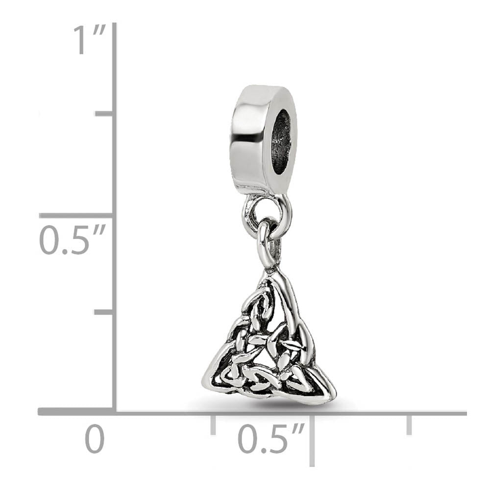 Alternate view of the Sterling Silver Celtic Trinity Dangle Bead Charm by The Black Bow Jewelry Co.