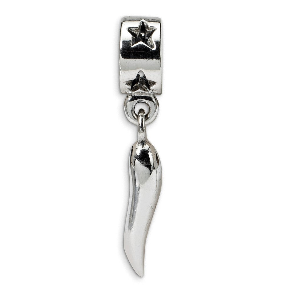 Sterling Silver Italian Horn Dangle Bead Charm, Item B9821 by The Black Bow Jewelry Co.