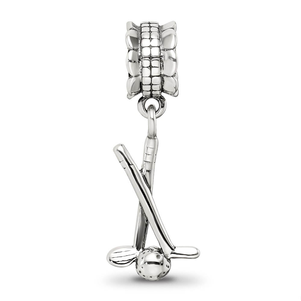Alternate view of the Sterling Silver Golf Clubs Dangle Bead Charm by The Black Bow Jewelry Co.