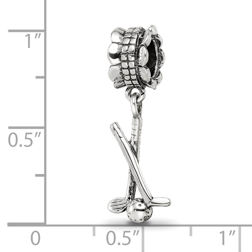 Alternate view of the Sterling Silver Golf Clubs Dangle Bead Charm by The Black Bow Jewelry Co.