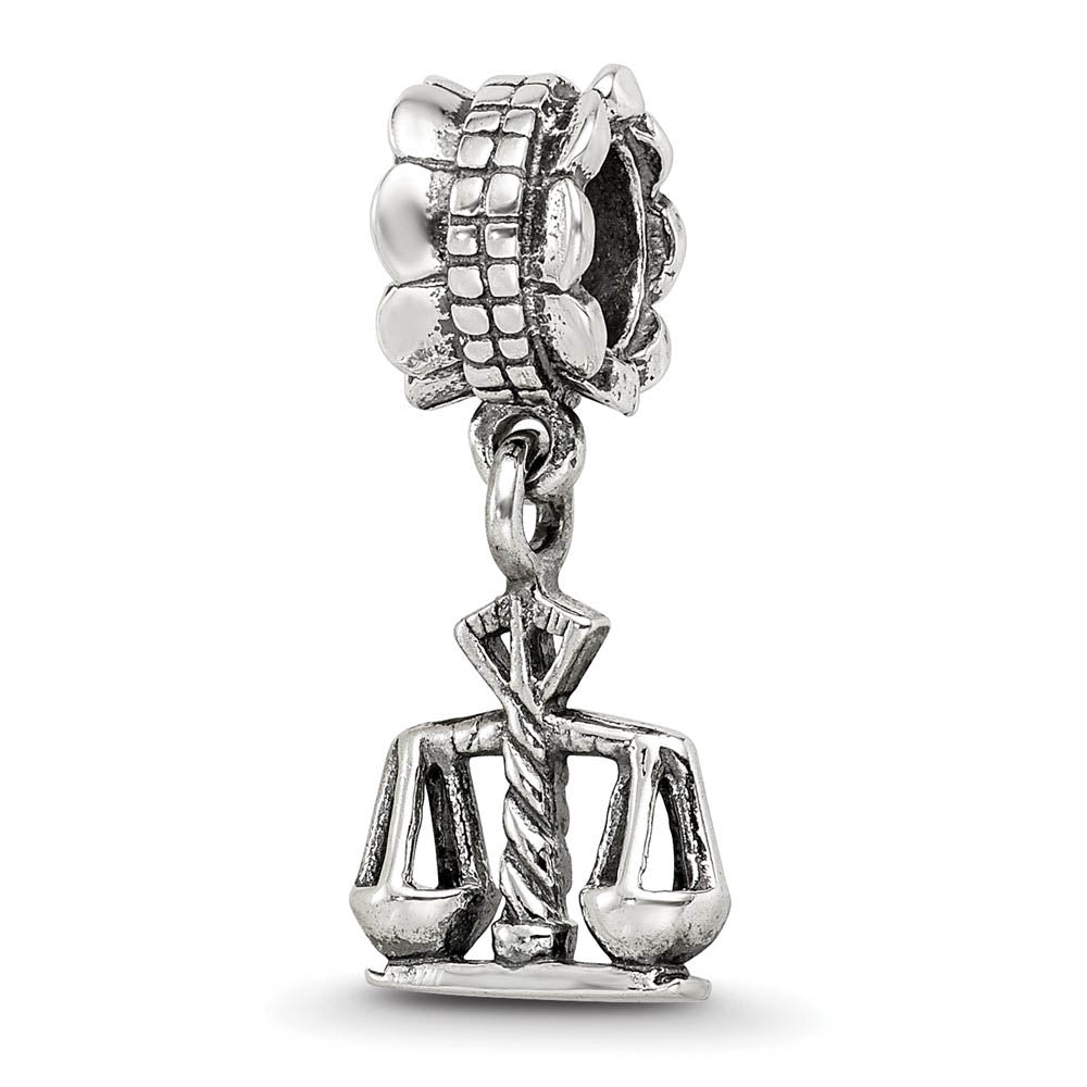 Sterling Silver Scales of Justice Dangle Bead Charm, Item B9826 by The Black Bow Jewelry Co.
