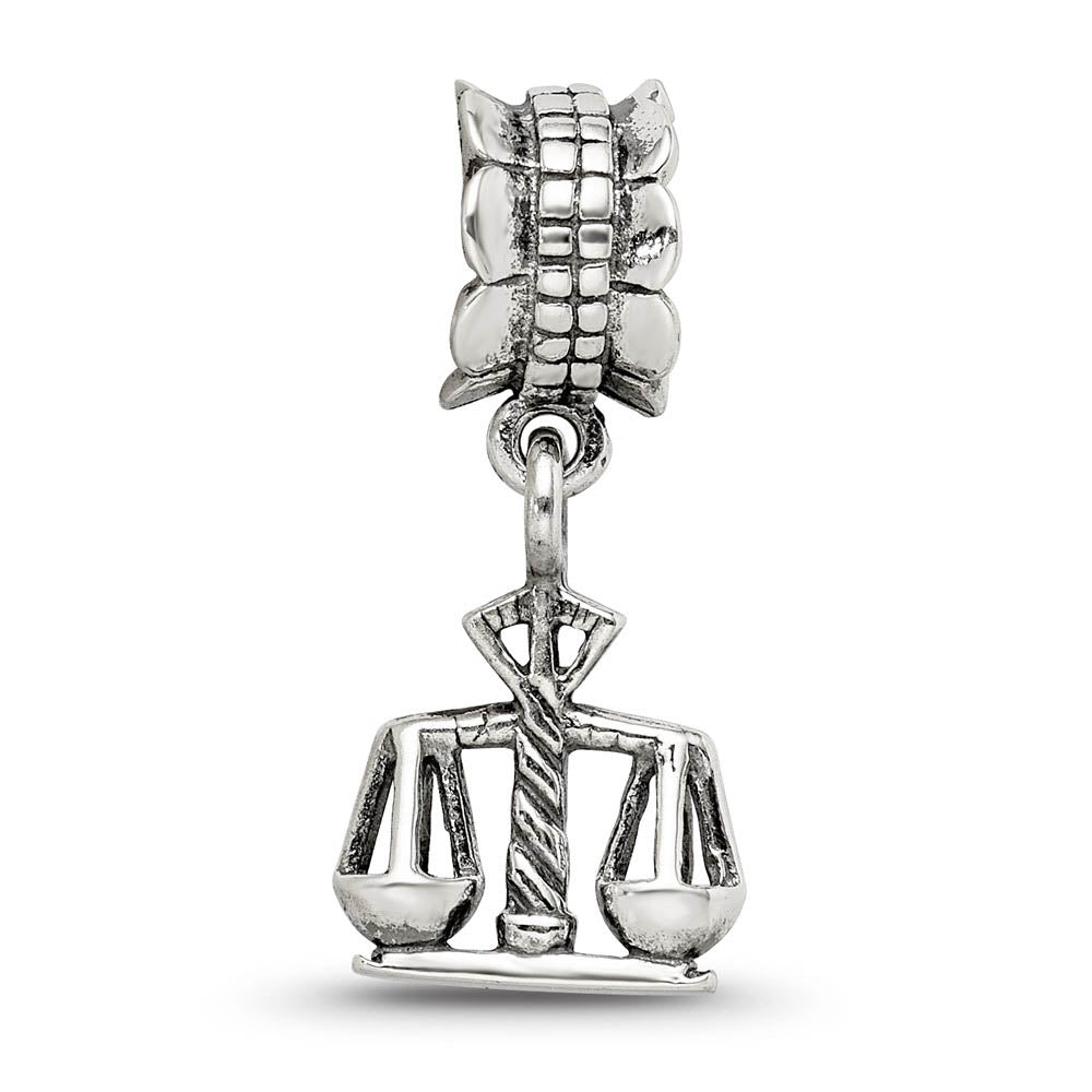 Alternate view of the Sterling Silver Scales of Justice Dangle Bead Charm by The Black Bow Jewelry Co.