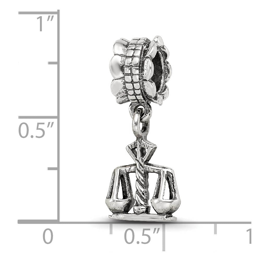 Alternate view of the Sterling Silver Scales of Justice Dangle Bead Charm by The Black Bow Jewelry Co.