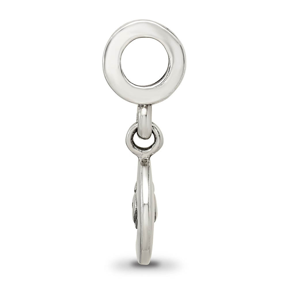 Alternate view of the Sterling Silver Crescent Moon Dangle Bead Charm by The Black Bow Jewelry Co.