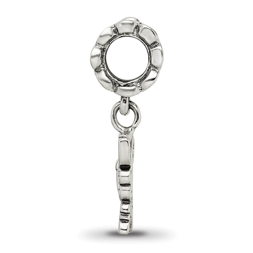 Alternate view of the Sterling Silver Butterfly Silhouette Dangle Bead Charm by The Black Bow Jewelry Co.