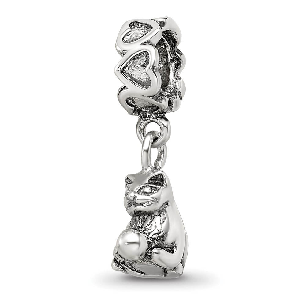 Sterling Silver Kitten Dangle Bead Charm, Item B9831 by The Black Bow Jewelry Co.