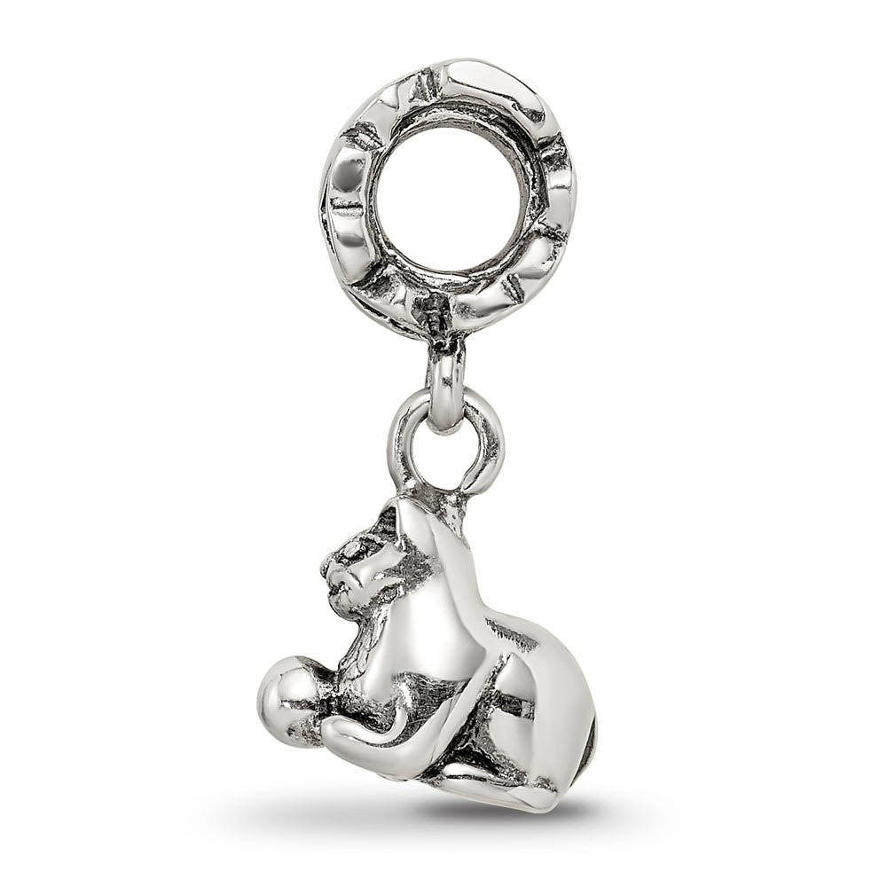 Alternate view of the Sterling Silver Kitten Dangle Bead Charm by The Black Bow Jewelry Co.