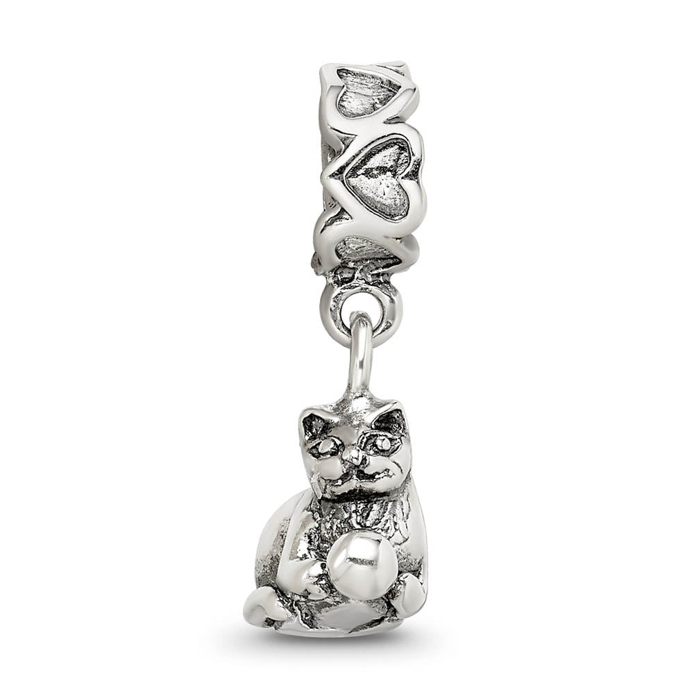 Alternate view of the Sterling Silver Kitten Dangle Bead Charm by The Black Bow Jewelry Co.