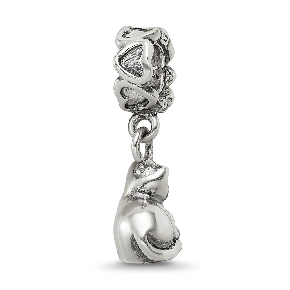 Alternate view of the Sterling Silver Kitten Dangle Bead Charm by The Black Bow Jewelry Co.