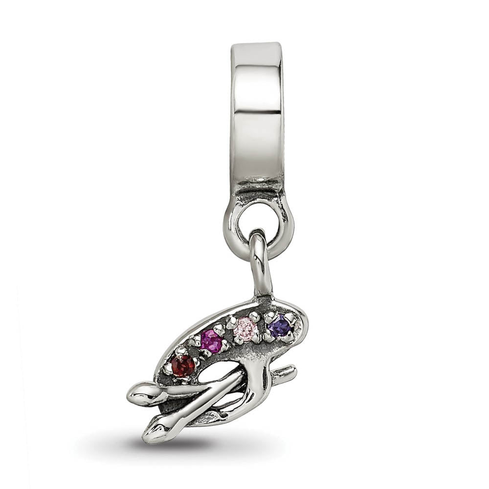 Alternate view of the Sterling Silver Artists Palette Dangle Bead Charm by The Black Bow Jewelry Co.