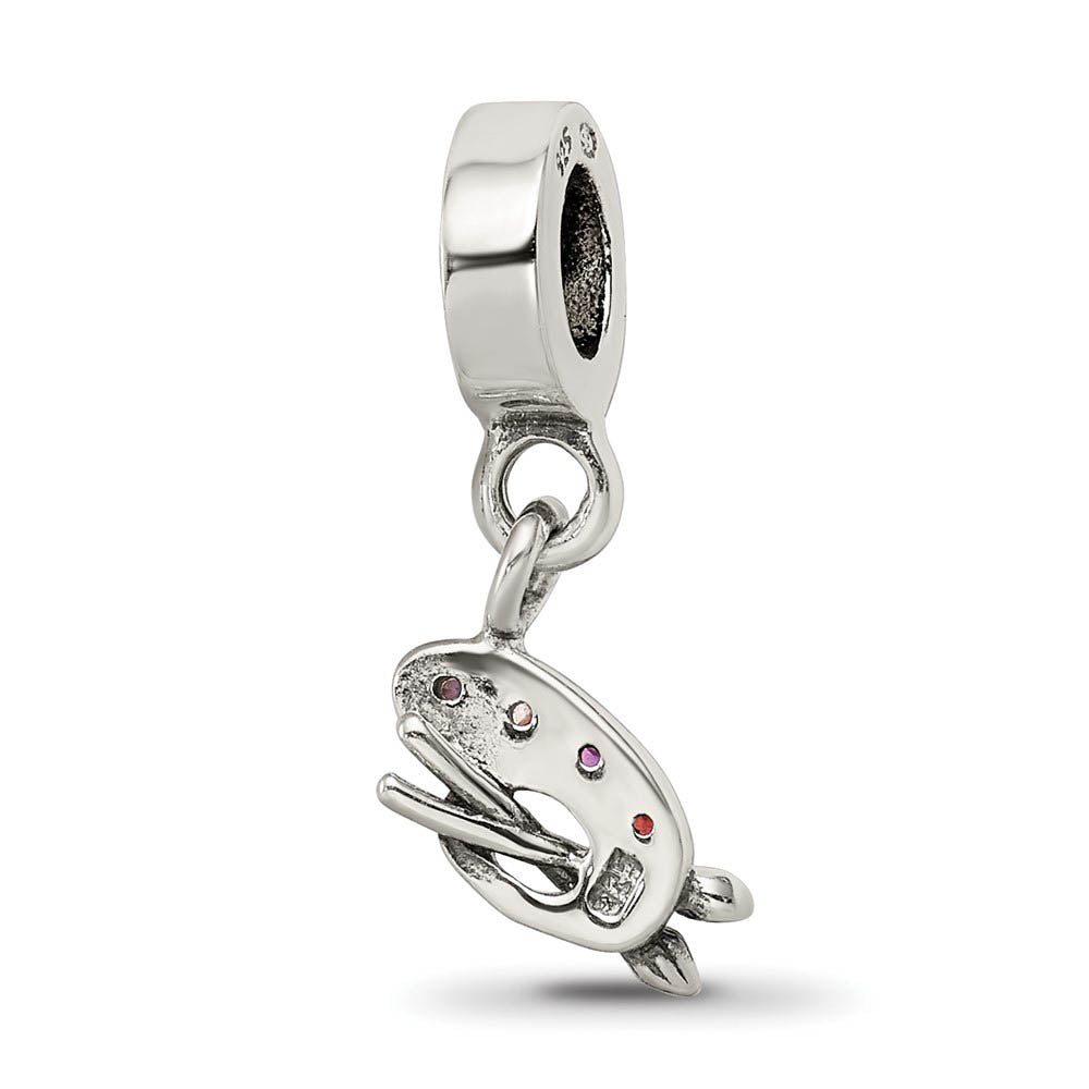 Alternate view of the Sterling Silver Artists Palette Dangle Bead Charm by The Black Bow Jewelry Co.