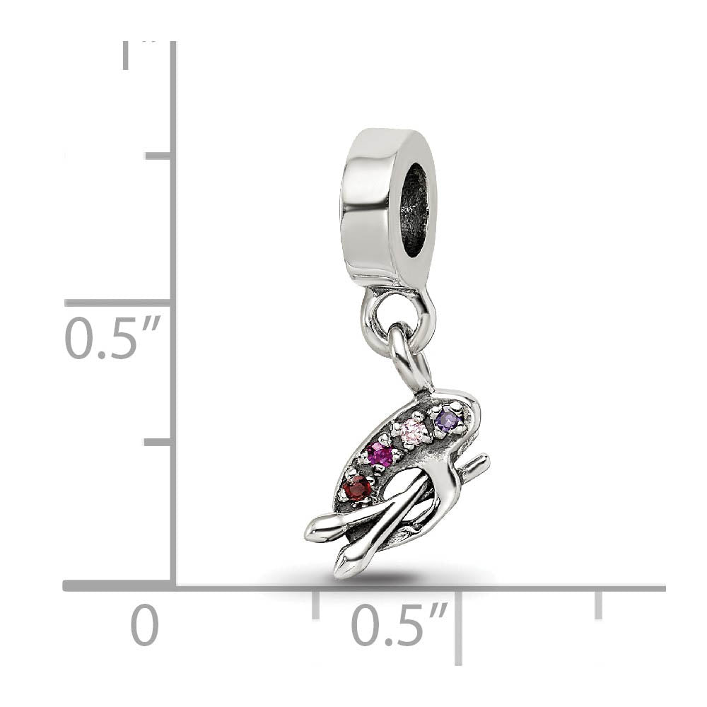 Alternate view of the Sterling Silver Artists Palette Dangle Bead Charm by The Black Bow Jewelry Co.