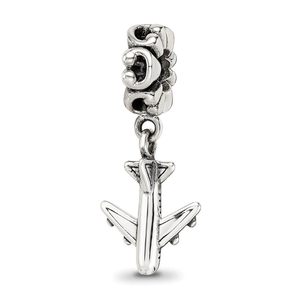 Sterling Silver Jetliner Dangle Bead Charm, Item B9837 by The Black Bow Jewelry Co.