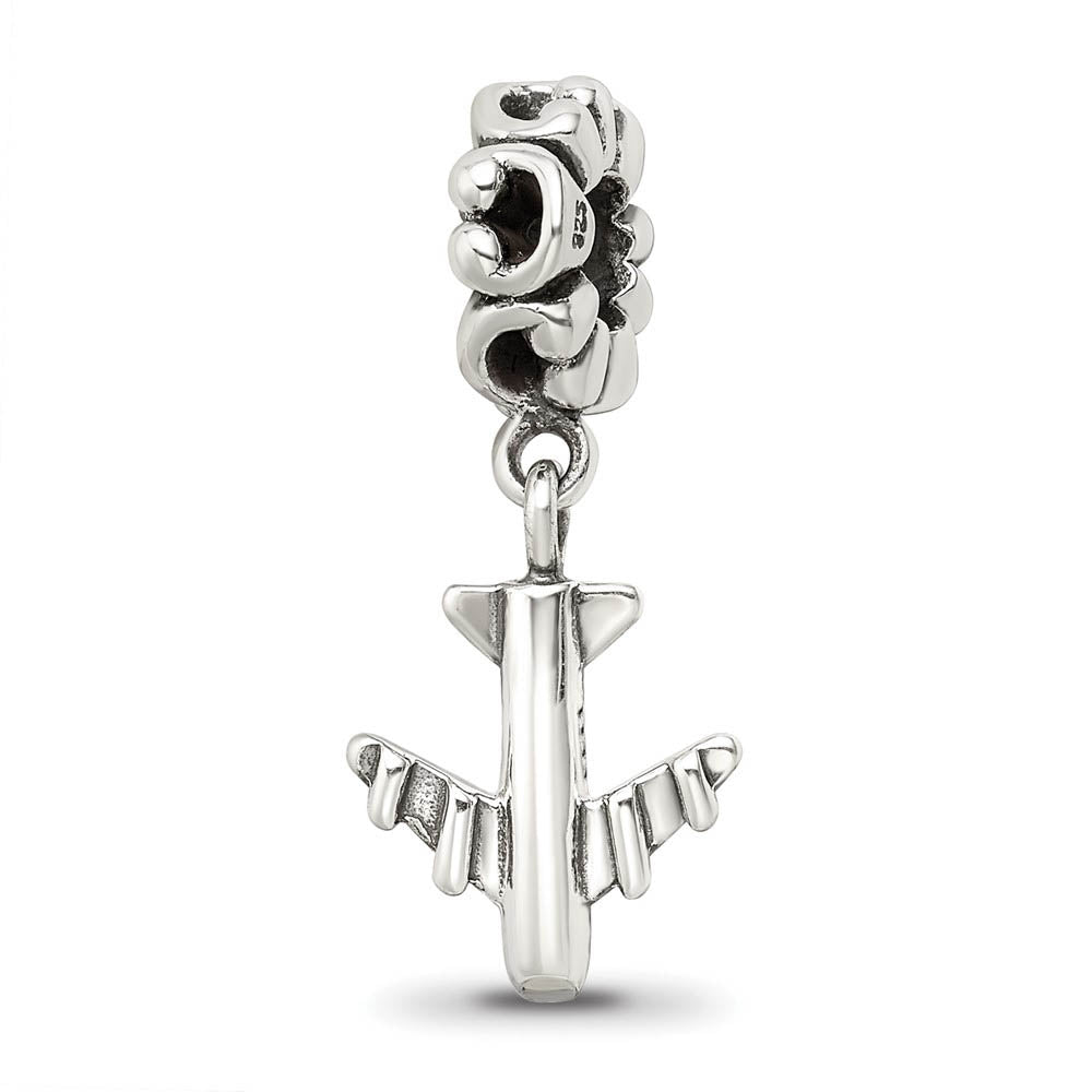 Alternate view of the Sterling Silver Jetliner Dangle Bead Charm by The Black Bow Jewelry Co.