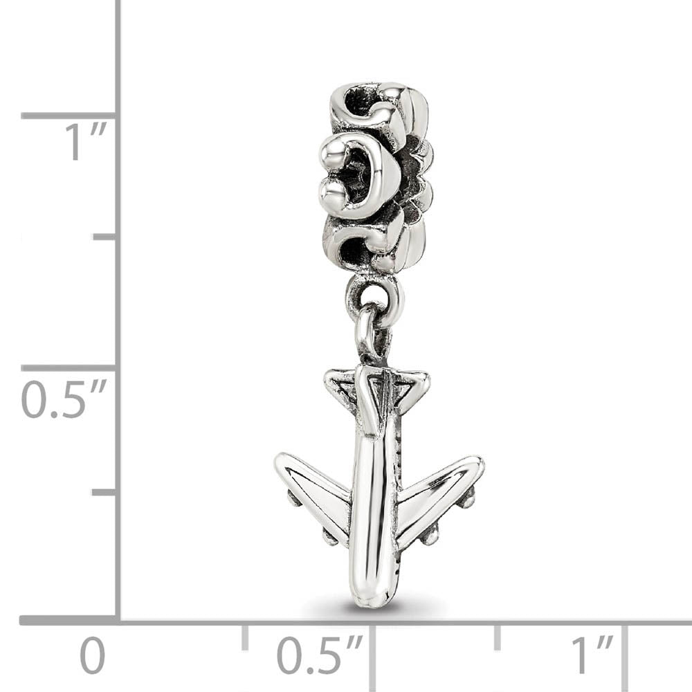 Alternate view of the Sterling Silver Jetliner Dangle Bead Charm by The Black Bow Jewelry Co.