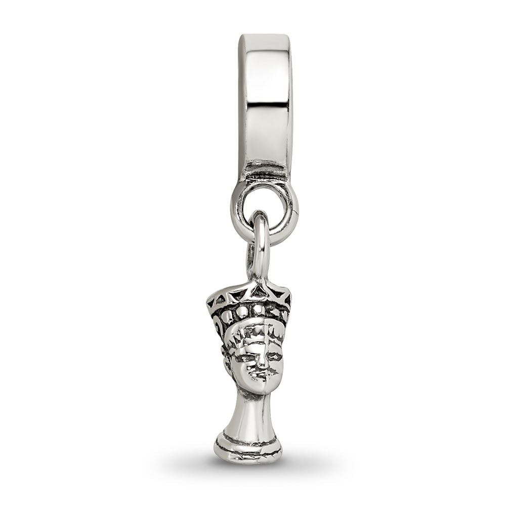 Alternate view of the Sterling Silver Nefertiti Dangle Bead Charm by The Black Bow Jewelry Co.