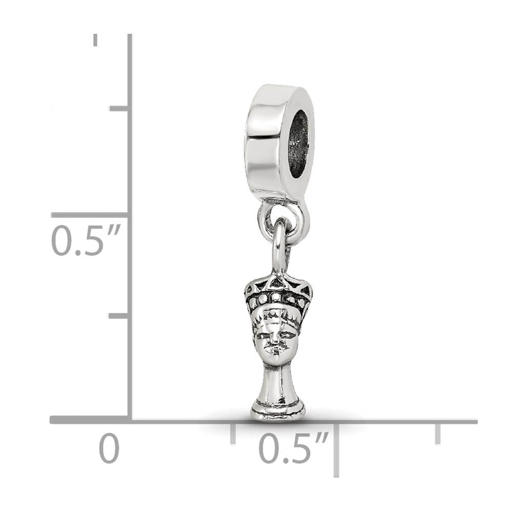 Alternate view of the Sterling Silver Nefertiti Dangle Bead Charm by The Black Bow Jewelry Co.