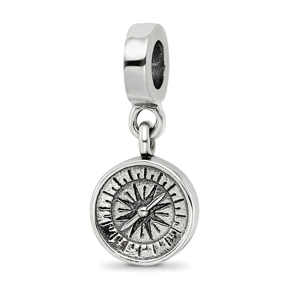 Sterling Silver Compass Dangle Bead Charm, Item B9839 by The Black Bow Jewelry Co.